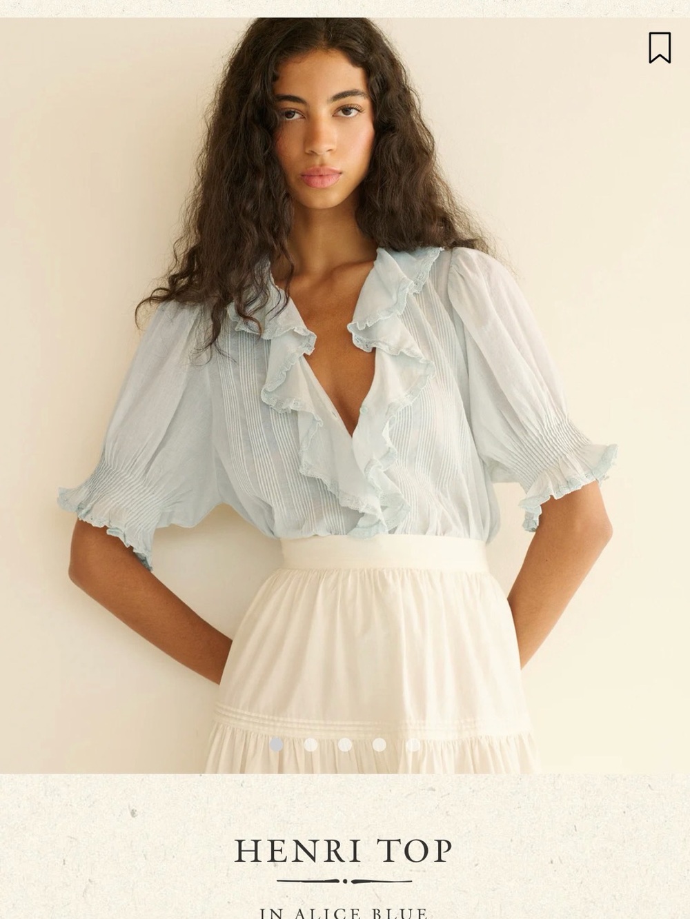 Doen Henri Ruffled Blouse in Pale Blue